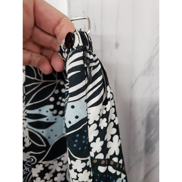 JM Collection Black Blue Floral Boho A Line Midi Skirt 14 - Picture 4 of 7